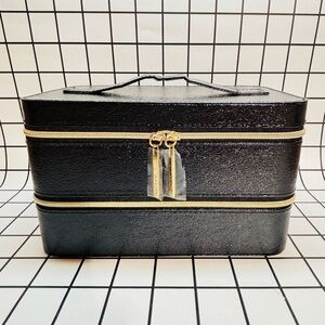 🆕 Lancome Two Layers Synthetic Leather Train Case Box Organizer